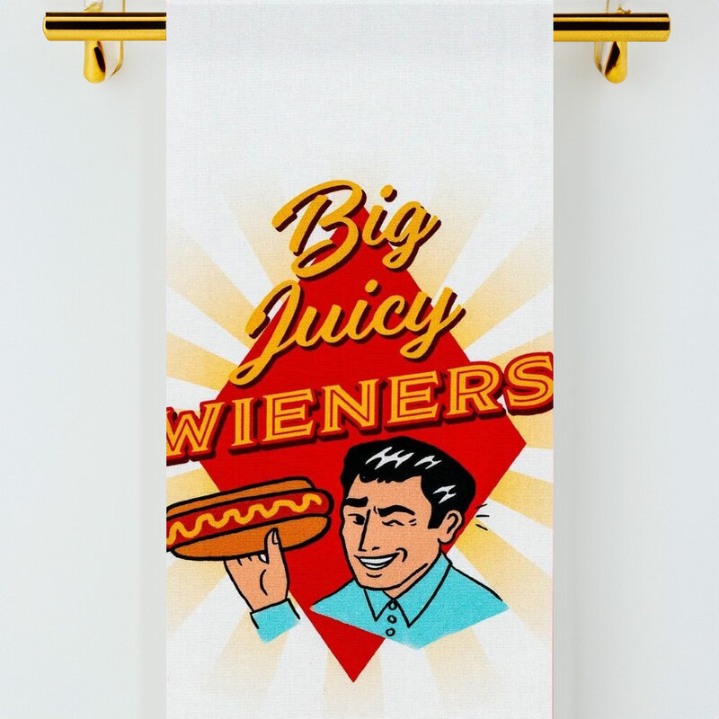 Bad Grandma Big Juicy Wieners tea towel