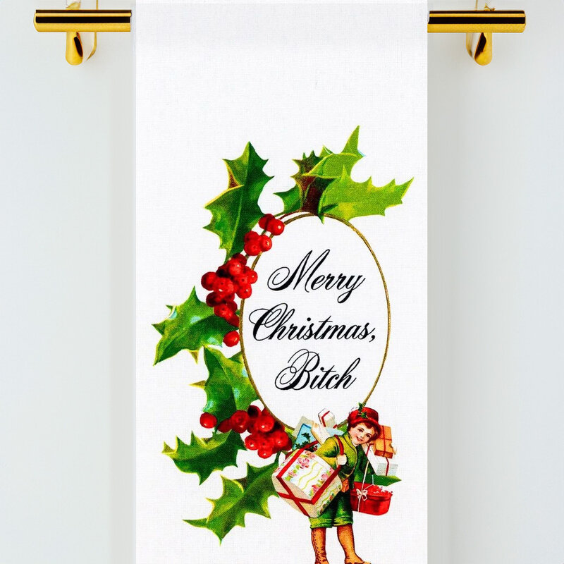 Bad Grandma HL Merry Christmas Bitch tea towel