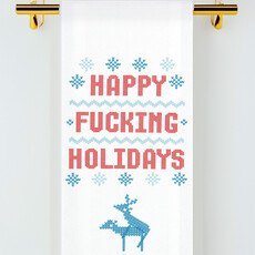 Bad Grandma HL Happy fucking holidays tea towel