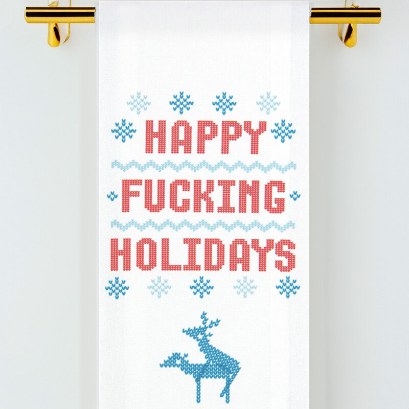 Bad Grandma HL Happy fucking holidays tea towel
