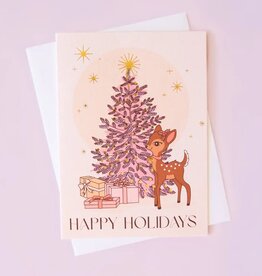 Sunshine Studios Happy Holidays Tree with Retro Deer Card