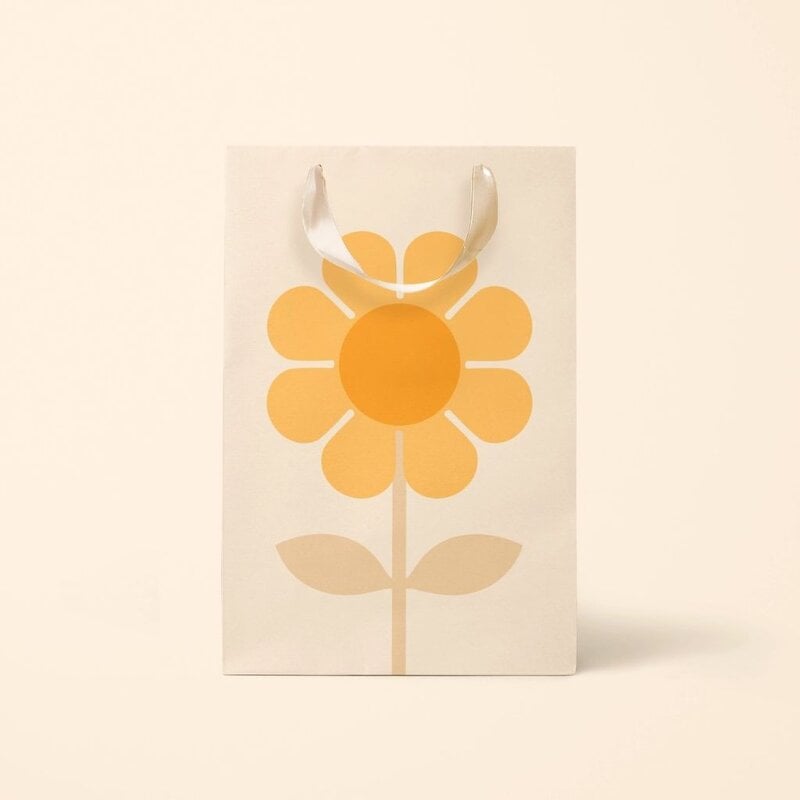 Sunshine Studios Retro Flower Gift Bag Marigold, Medium