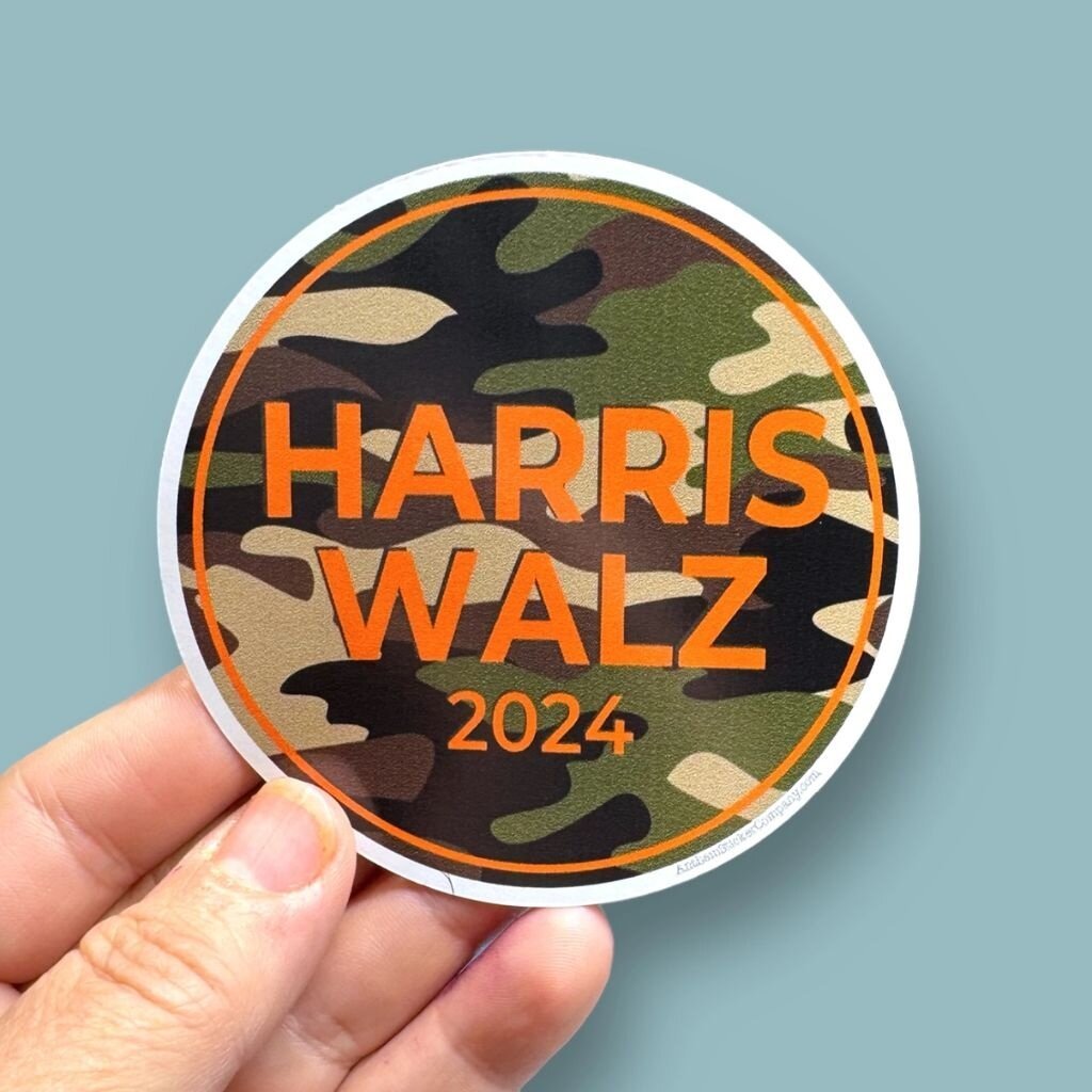 Anthem Sticker co Harris Walz 2024 Camouflage Sticker