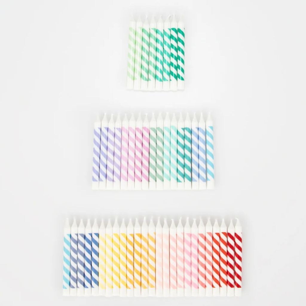 MeriMeri Rainbow Striped Mini Candles