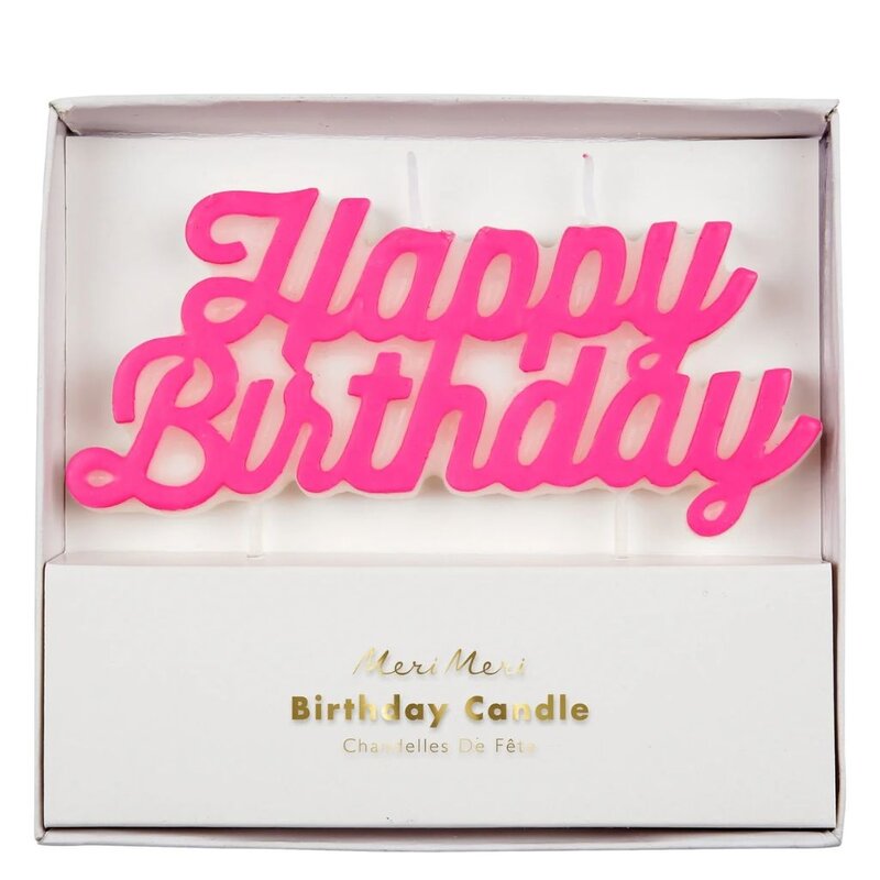 MeriMeri Pink Happy Birthday Candle