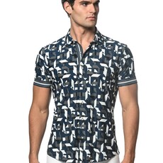 ST33LE Harbor Blue/Grey Angles Printed Short Sleeve Performance Shirt