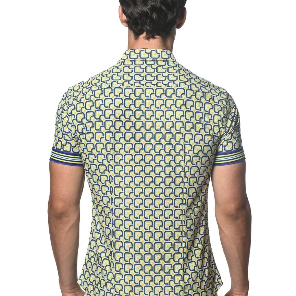 ST33LE Arctic/Navy Retro Squares Printed Short Sleeve Performance Shirt