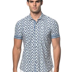 ST33LE Blue/White Wings Printed Short Sleeve Performance Shirt