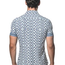 ST33LE Blue/White Wings Printed Short Sleeve Performance Shirt