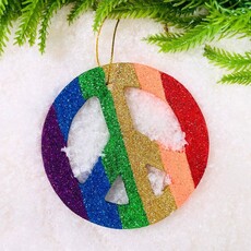 Cody Foster Rainbow Glitter Peace Sign Ornament