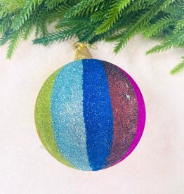 Cody Foster Striped Glitter Rainbow Ball Ornament