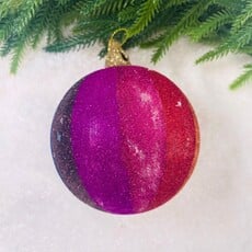 Cody Foster Striped Glitter Rainbow Ball Ornament