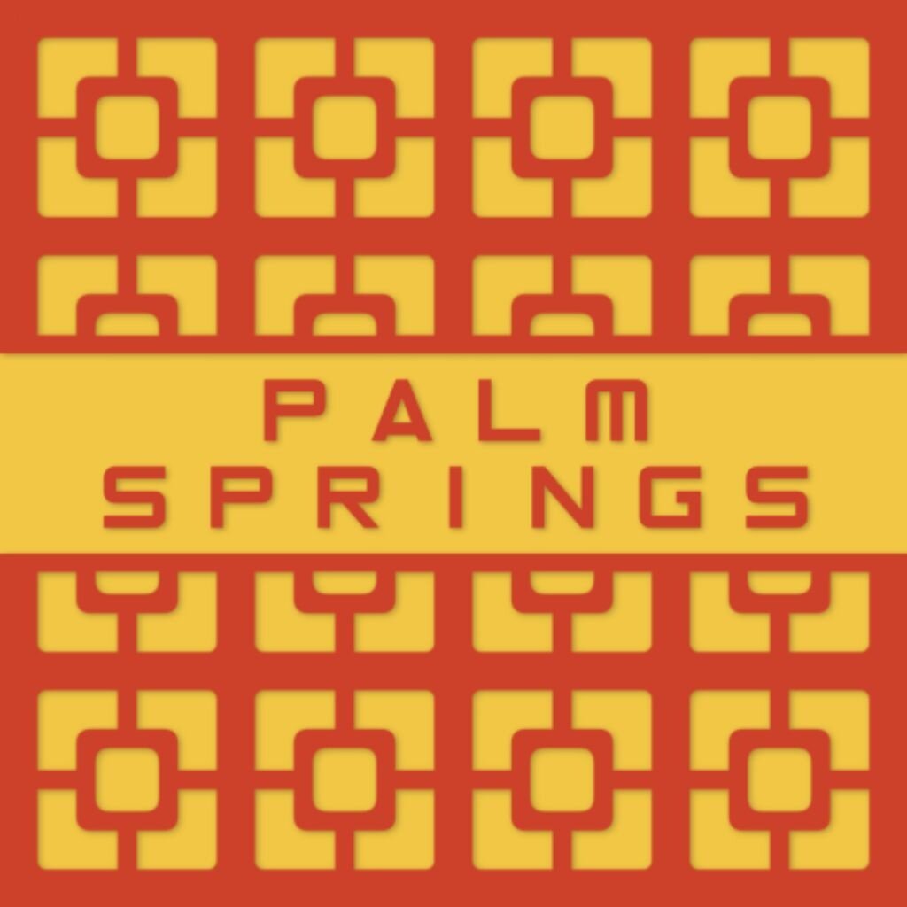 Deven & Ned Palm Springs Breezeblock Stickers 3x3"