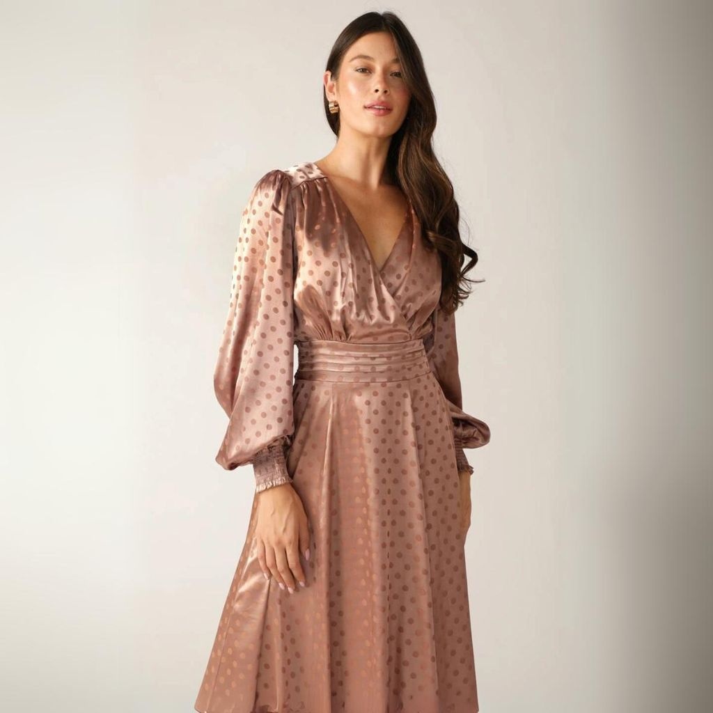Mocha polka dot dress deals