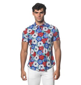 ST33LE (Steele) Knit Jersey Short Sleeve Shirt Teal/Purple Floral ST-9291