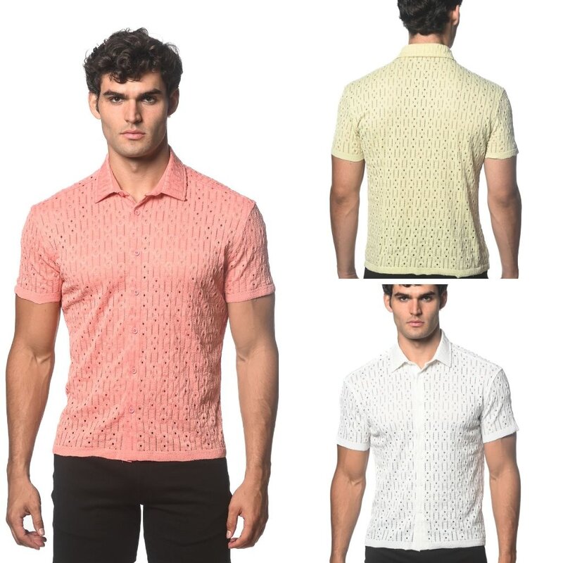 ST33LE (Steele) Dash Dot Stretch Gossamer Knit Shirt ST-24043