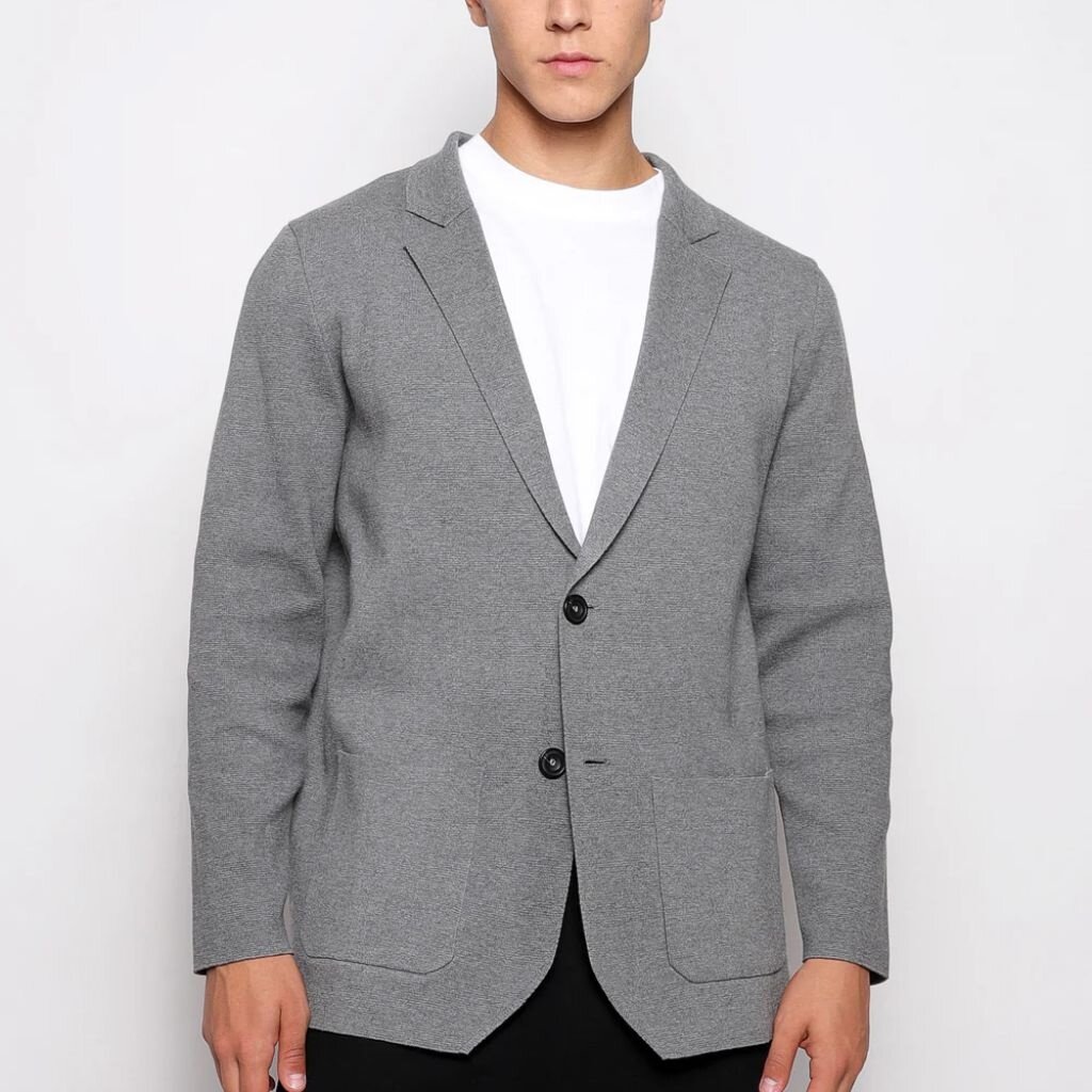 Postmarc Single Breasted Cotton Deconstructed Knitted Blazer