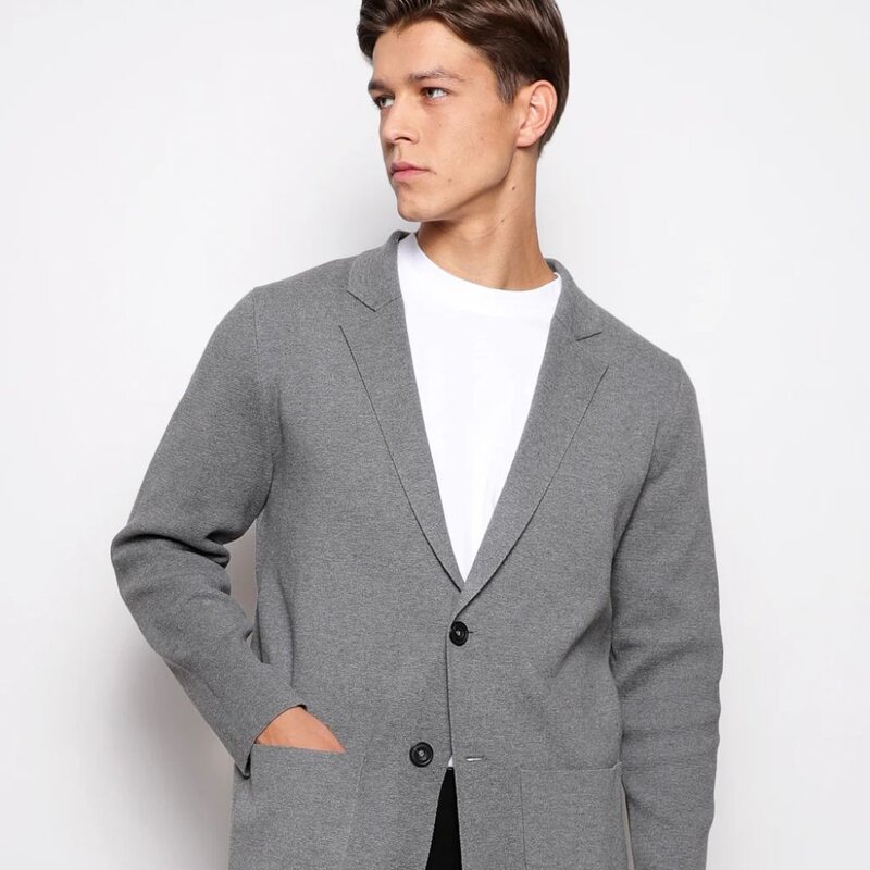 Postmarc Single Breasted Cotton Deconstructed Knitted Blazer