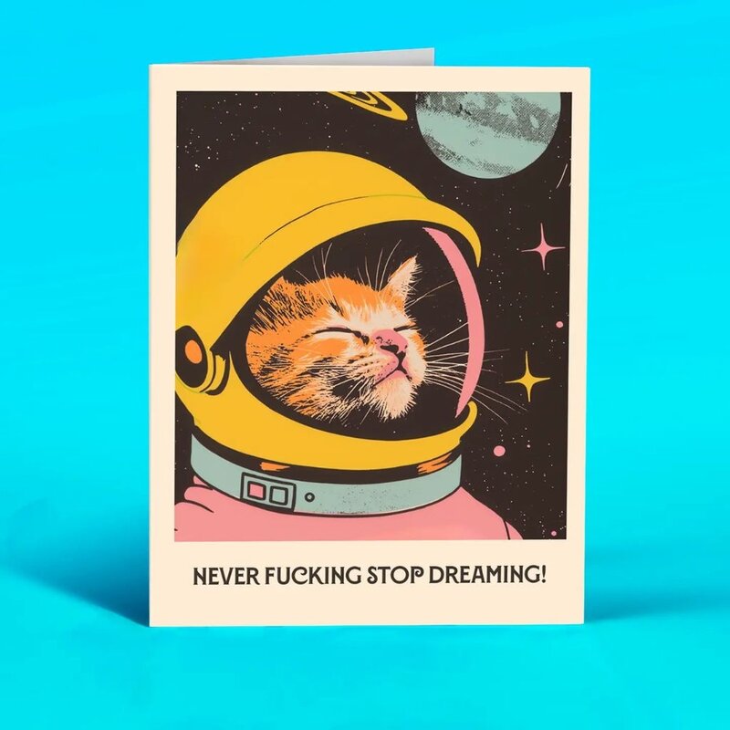 Offensive & Delightful Space Cat Dreams Funny Support Card