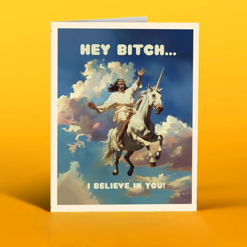 Offensive & Delightful Jesus Unicorn Greeting Card