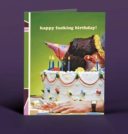 Offensive & Delightful Face in Cake Birthday Card