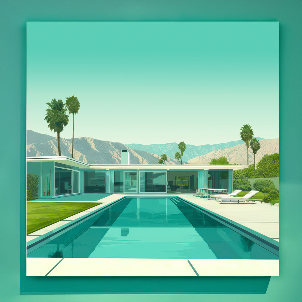 Deven & Ned Twilight Begins In Aqua Flat Roof Acrylic Print 16x16