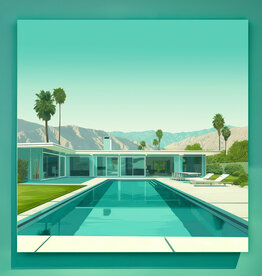Deven & Ned Twilight Begins In Aqua Flat Roof Acrylic Print 16x16