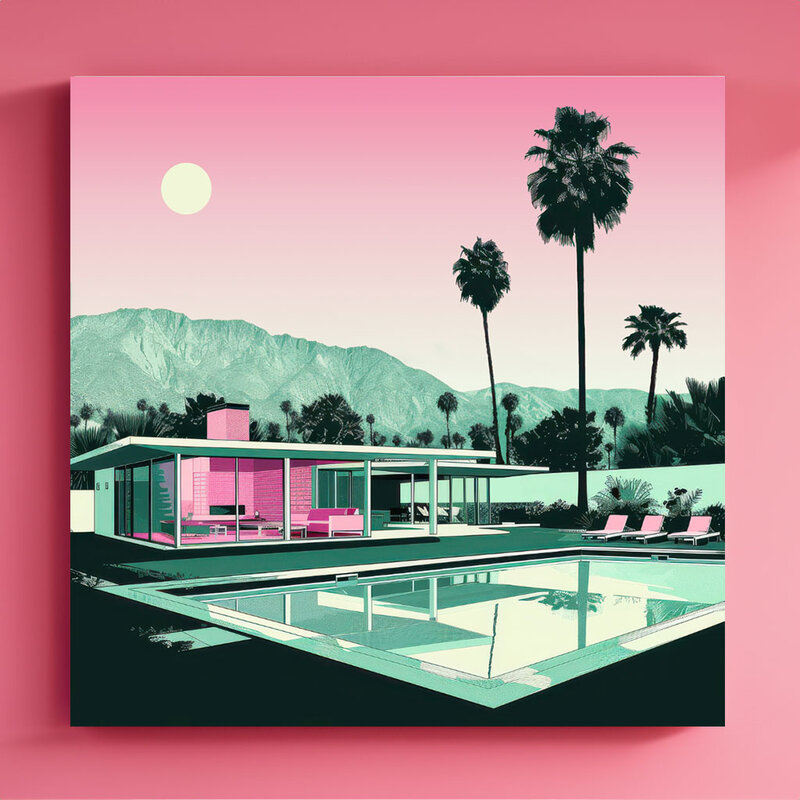 Deven & Ned Twilight Pink Sky With Full Moon Acrylic Print 16x16