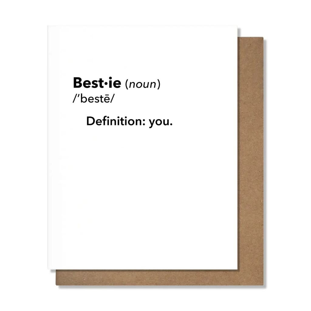 Pretty Alright Goods Bestie Definition Card