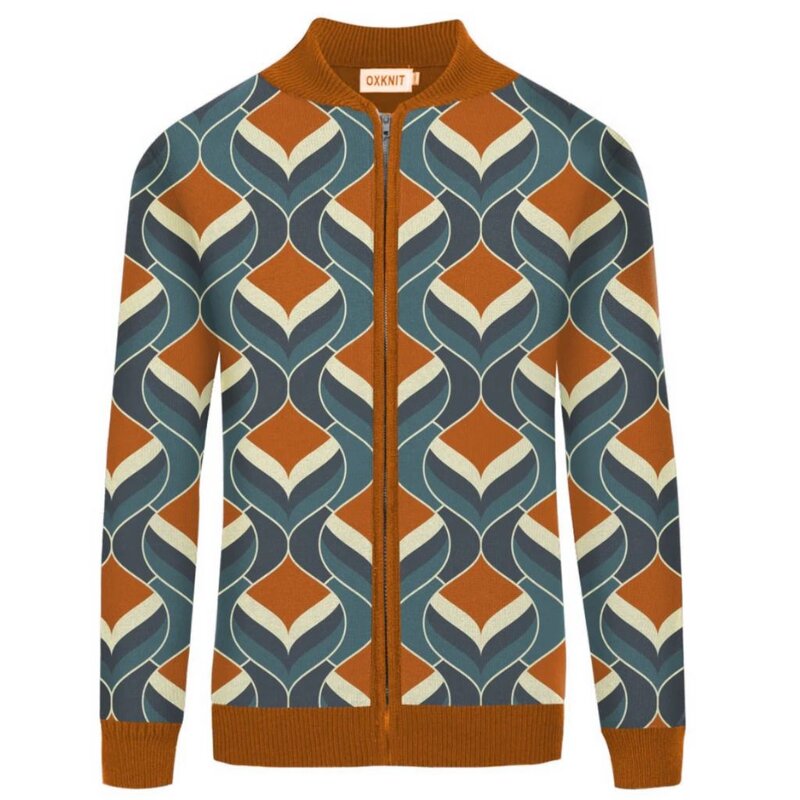 OxKnit 1970s  Blue Blossom Cardigan