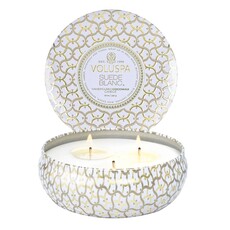 Voluspa Suede Blanc 3 Wick Tin Candle