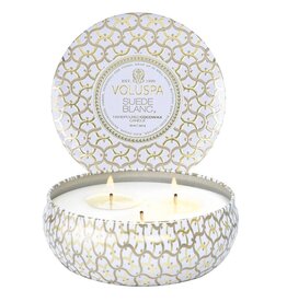 Voluspa Suede Blanc 3 Wick Tin Candle