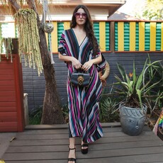 Jennafer Grace Raspberry Stripe Caftan Dress