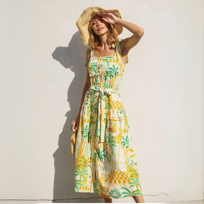 Dress Forum Dance in the Sand Button Down Midi Dress