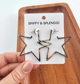 Spiffy & Splendid Luxe Star Hoops Silver