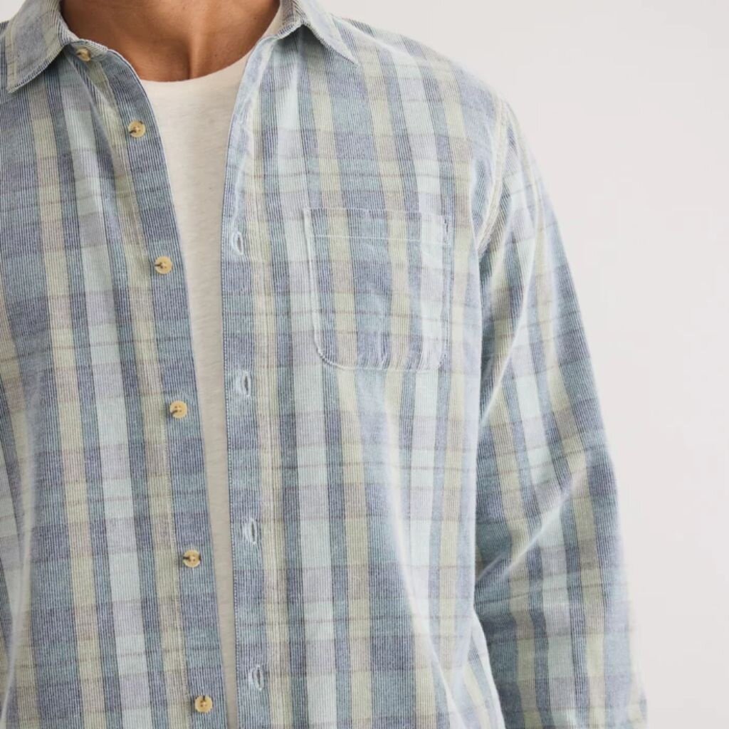 Marine Layer Lightweight Plaid Corduroy Shirt