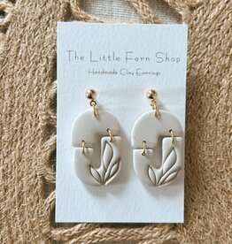 The Little Fern Shop Cream Everleaf Dangles Earrings