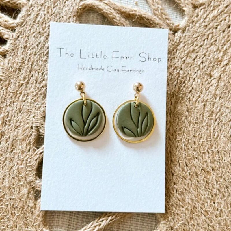 The Little Fern Shop Leaf Imprint Dangles Earrings