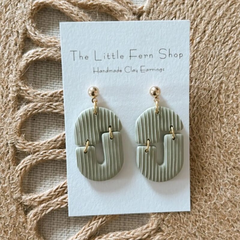 The Little Fern Shop Sage Textured Dangles Earrings