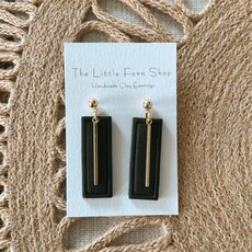 The Little Fern Shop Textured Black & Gold Dangles