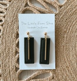 The Little Fern Shop Textured Black & Gold Dangles