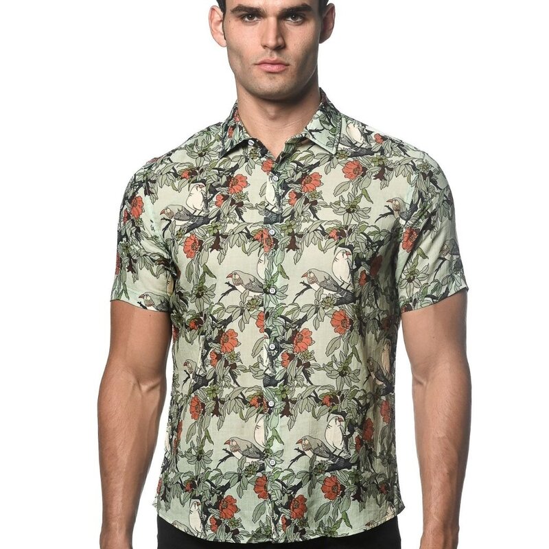 Postmarc Aloe/Jade Tencel Short Sleeve Shirt SP25 PM 45028
