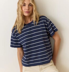 Marine Layer Navy Stripe Vintage Slub Crop Tee
