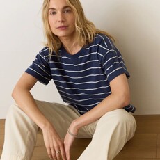 Marine Layer Navy Stripe Vintage Slub Crop Tee
