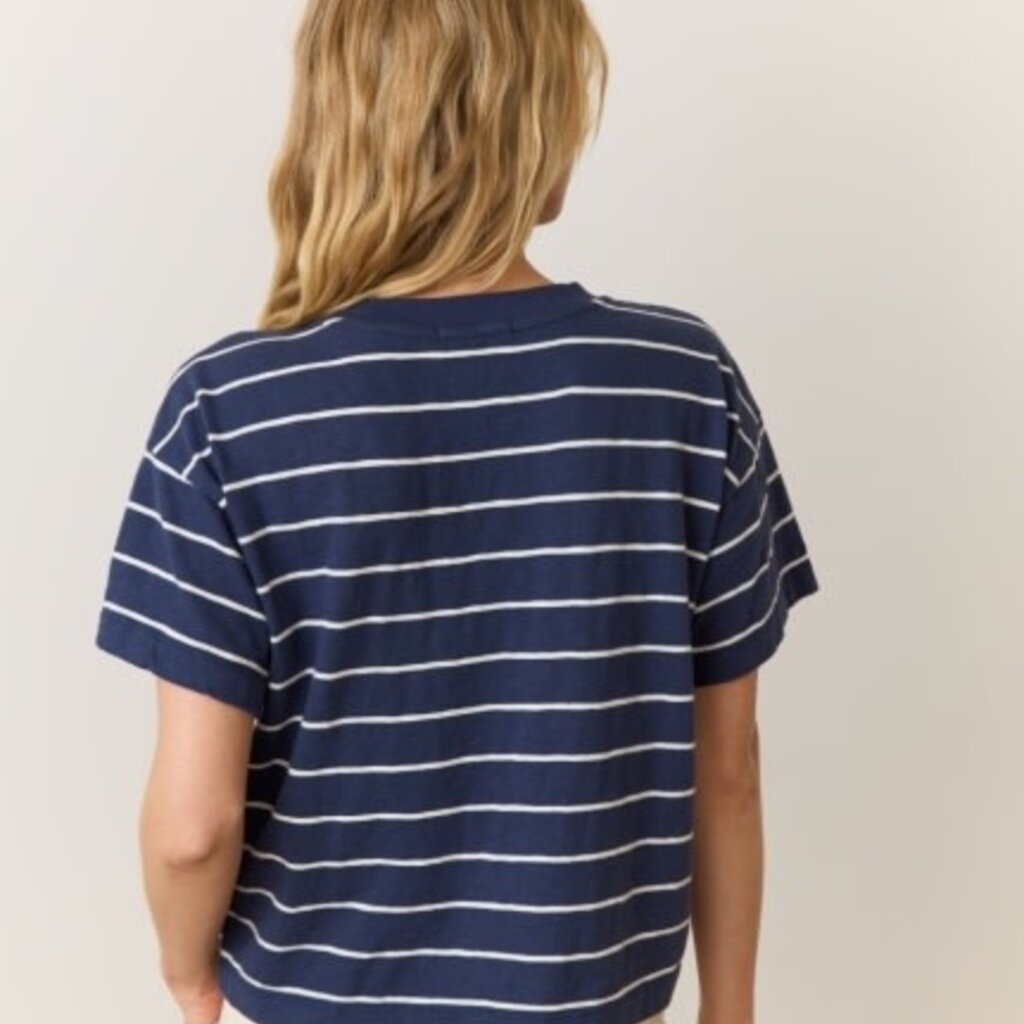 Marine Layer Navy Stripe Vintage Slub Crop Tee