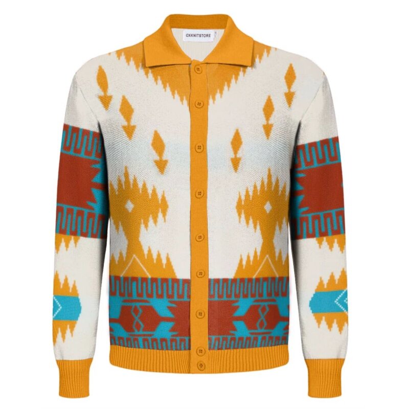 OxKnit Southwest Print Cardigan