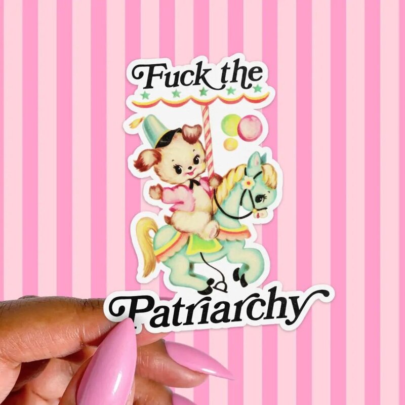 Pretty Toxic Stickers Retro Kitsch Sticker, Fuck the Patriarchy