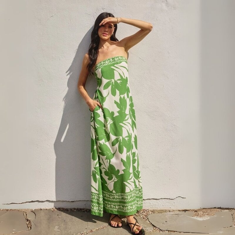 Dress Forum Bali Summer Strapless Tie Back Maxi Dress