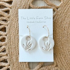 The Little Fern Shop White Fern Bridal Hoops Earrings