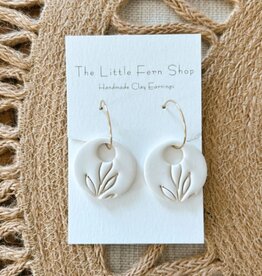 The Little Fern Shop White Fern Bridal Hoops Earrings